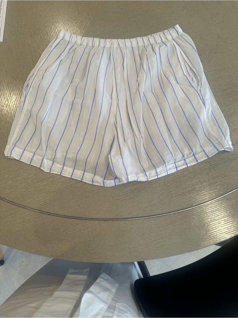 Schostal Roma Blue & White Striped Cotton Sleep Shorts - Made in Italy- S 48